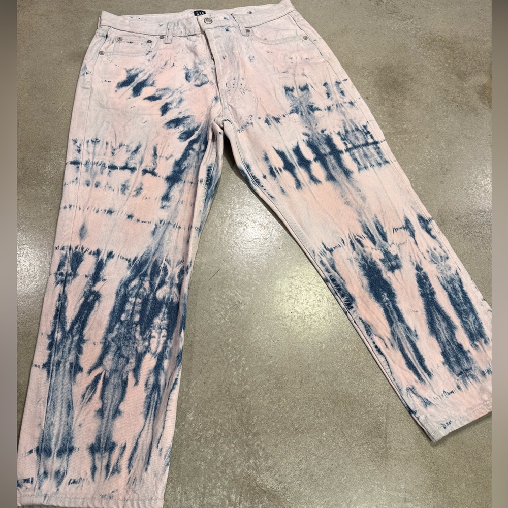 🍄 GAP Pink and Blue Straight Leg Jeans Artistic Design